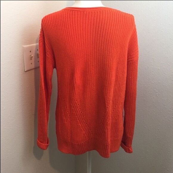 Trina Turk Orange Knit Hi-Lo Sweater - Picture 6 of 7